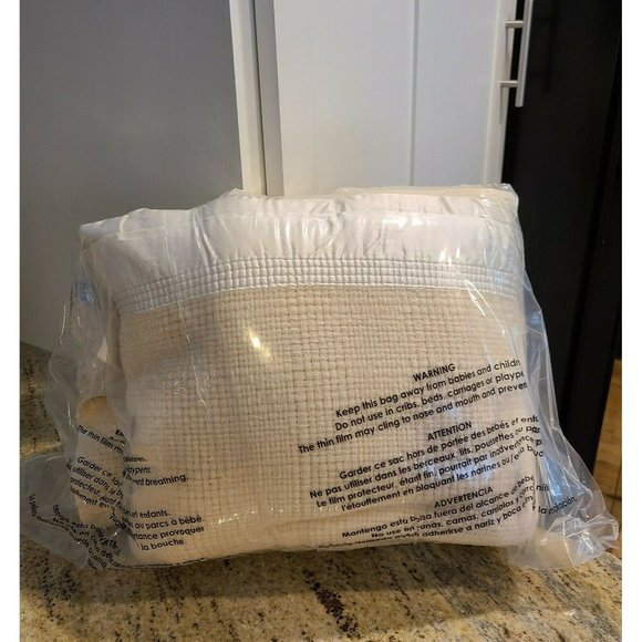 Onkaparinga Bedding Vtg Onkaparinga Merino Wool Blanket Satin Trim 85x75 Doubl Cream Waffle